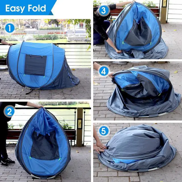 Alt view image 3 of 6 - Pop Up Tents for Camping 4 Person Waterproof Popup Tent Camping Easy Up Camping Tents Instant Four Person Tent Easy