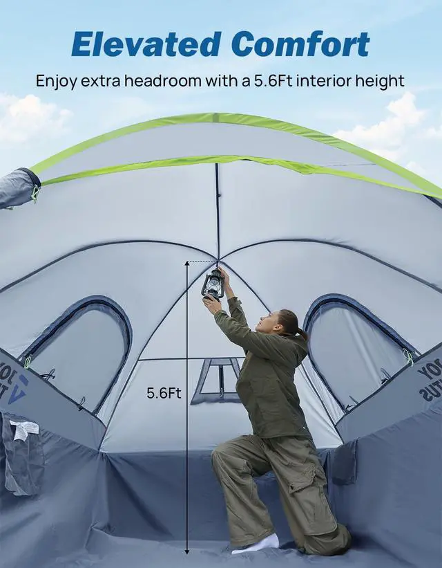 Alt view image 5 of 7 - Pickup Truck Tent 5ft 2.0, Waterproof PU2000mm Double Layer for 2 Person, Portable Truck Bed Tent with Rainfly, Green, Aluminum Pole