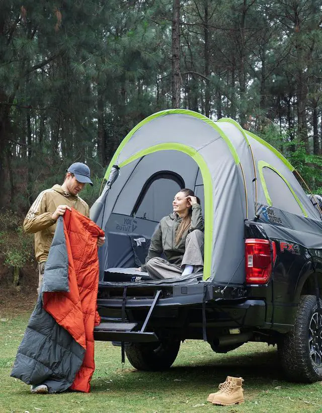 Alt view image 7 of 7 - Pickup Truck Tent 5ft 2.0, Waterproof PU2000mm Double Layer for 2 Person, Portable Truck Bed Tent with Rainfly, Green, Aluminum Pole