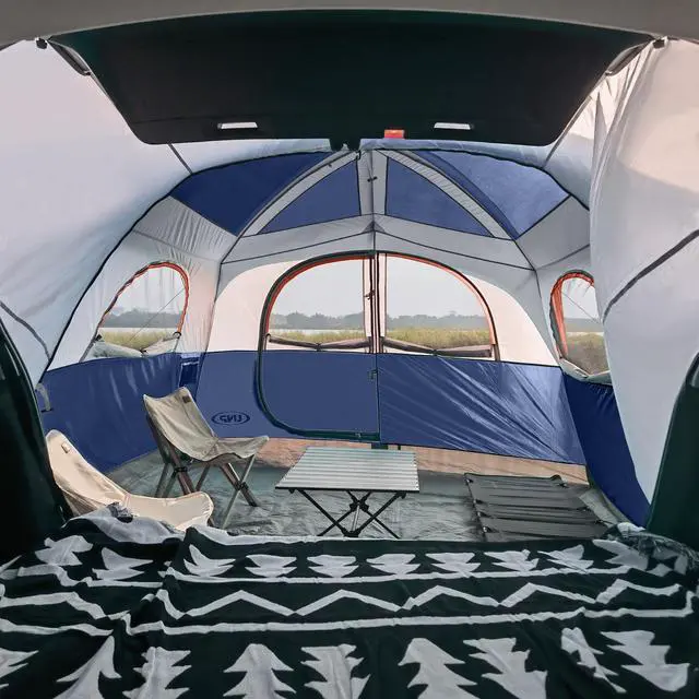 Alt view image 4 of 7 - SUV Tent for Camping, 6-Person Car Camping, SUV Tailgate Tent for Outdoor, Easy Set Up with Rainfly 10'x9'x78in(H) (Navy Blue)