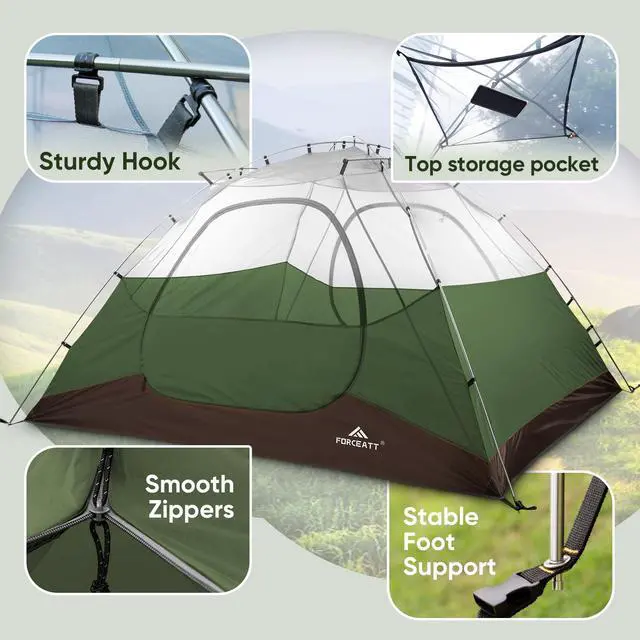 Alt view image 4 of 7 - 4 Person Camping Tent, Professional Waterproof & Windproof. Lightweight Backpacking Tent Suitable for Camping,Hiking, Outdoor, Mountaineering and Travel