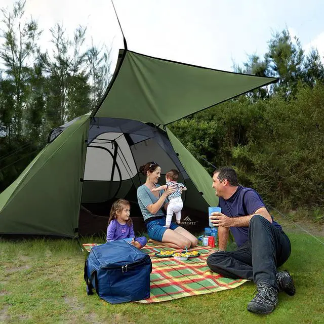 Alt view image 6 of 7 - 4 Person Camping Tent, Professional Waterproof & Windproof. Lightweight Backpacking Tent Suitable for Camping,Hiking, Outdoor, Mountaineering and Travel