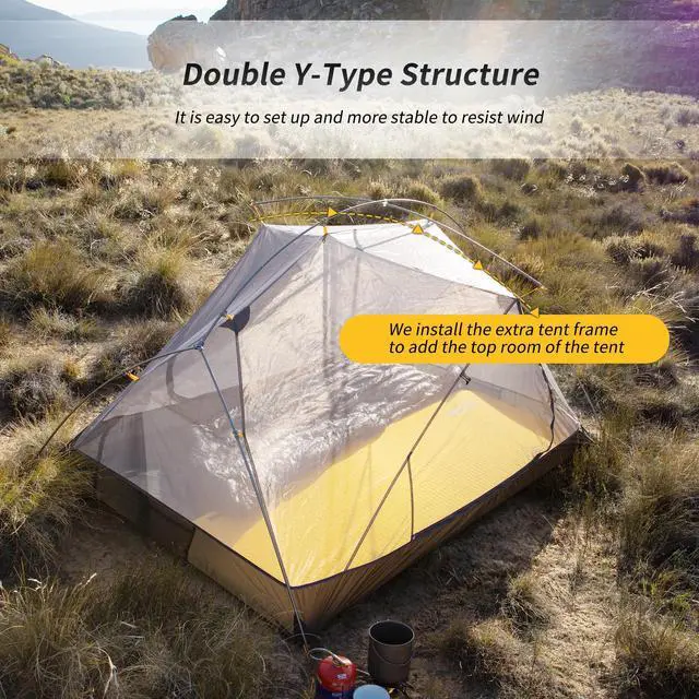Alt view image 4 of 7 - Mongar 2 Person Backpacking Tent, 3 Season Camping Tent Ultralight Double Layer Free Standing Two Person Tents for Camping Hiking Cycling