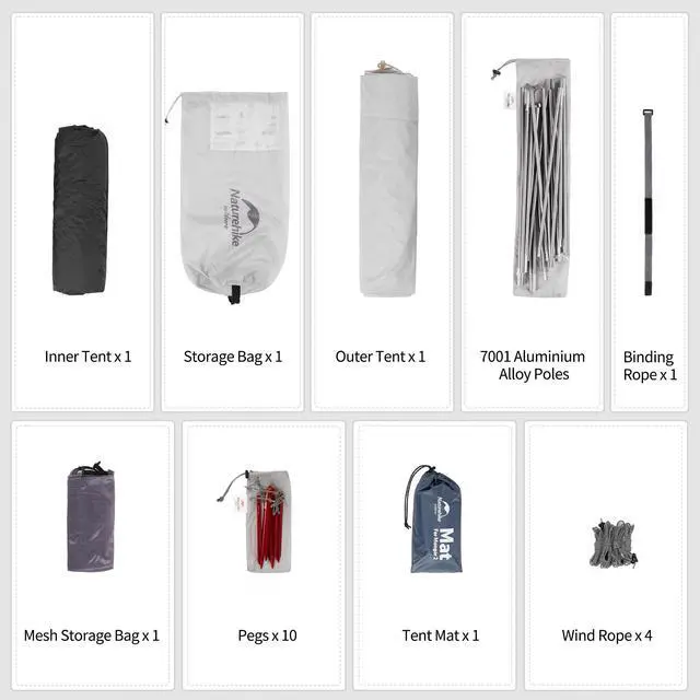 Alt view image 7 of 7 - Mongar 2 Person Backpacking Tent, 3 Season Camping Tent Ultralight Double Layer Free Standing Two Person Tents for Camping Hiking Cycling