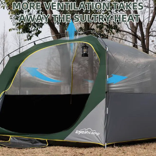 Alt view image 5 of 7 - 4 Person Blackout Camping Tent, Easy Setup Waterproof Family Dome Tent for Camping with Rainfly, Portable Double Layer Large Family Tent for Outdoor Camping&Hiking