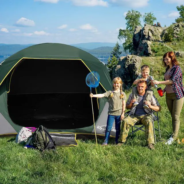 Alt view image 7 of 7 - 4 Person Blackout Camping Tent, Easy Setup Waterproof Family Dome Tent for Camping with Rainfly, Portable Double Layer Large Family Tent for Outdoor Camping&Hiking