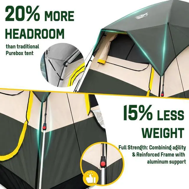 Alt view image 4 of 7 - Tent 4 Person Tents for Camping - Instant Cabin Tent Setup in 50 Seconds with Rainfly & Windproof, Portable Pop Up Tents with Carry Bag for Family Outdoor Camping & Hiking