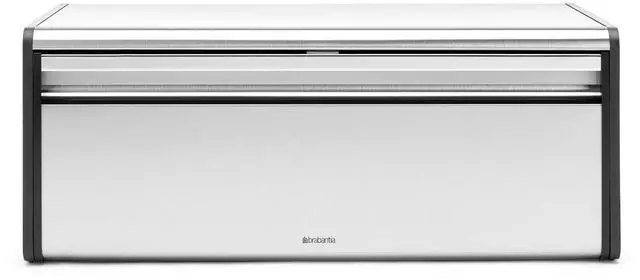 Main image of Rectangular Fall Front Bread Box | Matt Steel | Large Metal Front Opening Bread Store for Kitchen Countertop | Flat Top for Extra Storage, Magnet Closing Lid | Fits 2 Loaves