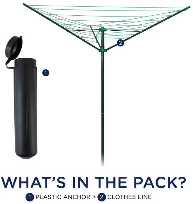 Alt view image 2 of 4 - 91 FT Outdoor Umbrella Clothesline - Green Painted Steel Rotary Clothesline Line with Ground Socket for Outdoor Laundry Drying, Hanging Clothes, Sheets & Towels