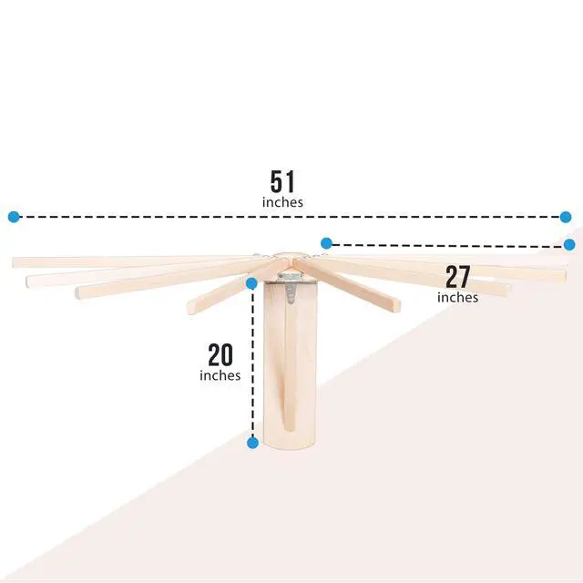 Alt view image 2 of 6 - Wall Mounted Clothes Drying Rack - Heavy Duty, Collapsible Laundry Rack for Drying Clothes - Solid Maple Hardwood Foldable Drying Rack - Made in The USA (Large)
