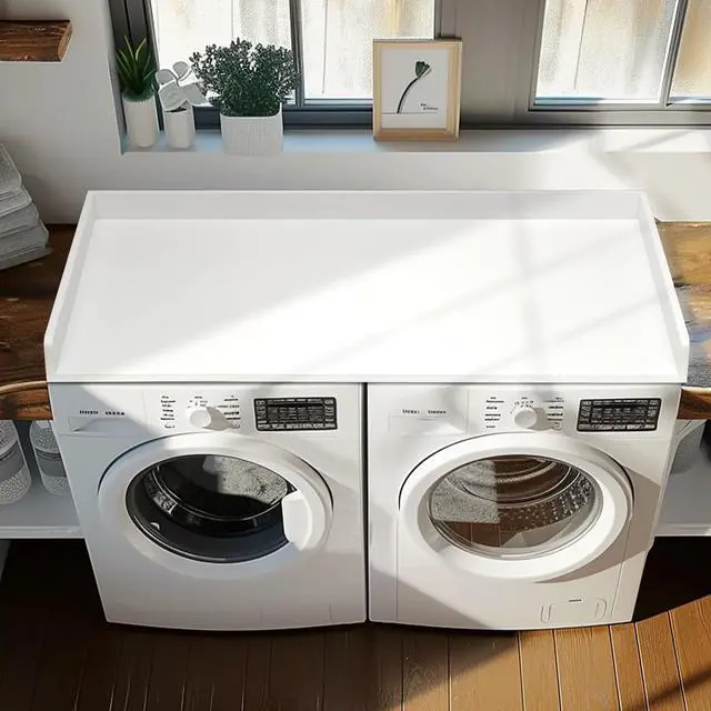 Alt view image 2 of 6 - Washer Dryer Countertop, 27.5" x 54" Bamboo Washer and Dryer Countertop for Laundry Room Organization(White)