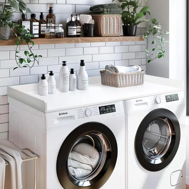 Alt view image 3 of 6 - Washer Dryer Countertop, 27.5" x 54" Bamboo Washer and Dryer Countertop for Laundry Room Organization(White)