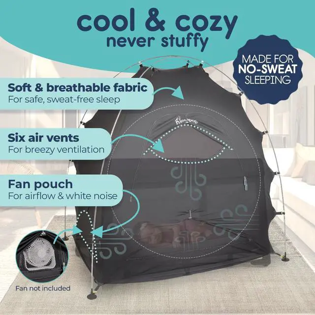 Alt view image 5 of 6 - Daydreamer Blackout Tent for Pack and Play, Original Patented 2-Door Sleep Pod for Kids & Babies, Blocks 98% of Light for Better Sleep Anywhere, Black