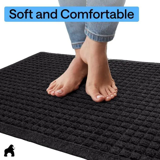 Alt view image 6 of 7 - Ultra Absorbent Front Door Mat Outside Entrance, 47x35, Traps Dirt and Moisture, HydroABSORB Indoor Outdoor Doormat Holds Up to 6 Cups Water, Stain and Fade Resistant Welcome Mat, Black