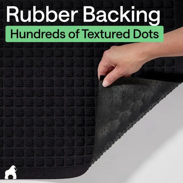 Alt view image 5 of 7 - Ultra Absorbent Front Door Mat Outside Entrance, 47x35, Traps Dirt and Moisture, HydroABSORB Indoor Outdoor Doormat Holds Up to 6 Cups Water, Stain and Fade Resistant Welcome Mat, Black
