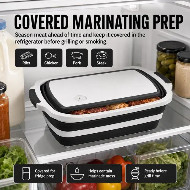 Alt view image 4 of 6 - BBQ Prep Tub, 30L Black XX-Large Collapsible Sink for Marinade