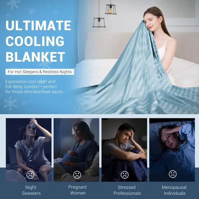Alt view image 5 of 7 - Revolutionary Cooling Blanket King, Absorbs Heat to Keep Body Cool for Night Sweats, Double Sided Arc-Chill3.0 Cooling Fiber Q-Max>0.5, Lightweight Summer Cold Blankets for Sleeping 90 x 108