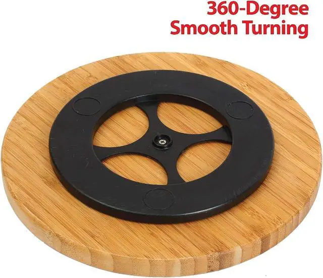 Alt view image 3 of 7 - Bamboo Wooden Non-Skid Lazy Susan Turntable Fully Rotating Pantry Cabinet