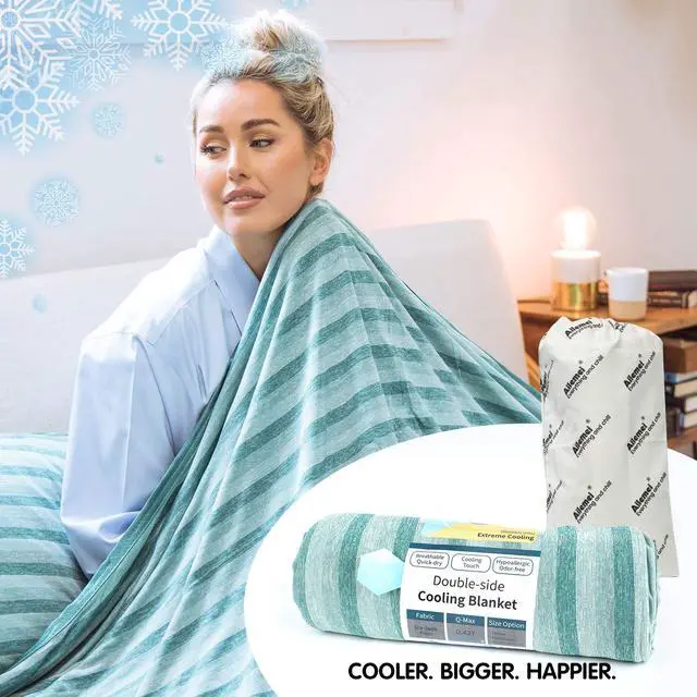 Alt view image 7 of 7 - Cooling Blanket for Hot Sleepers,Double Sided Cold Effect,King Size Lightweight Breathable Summer Blankets for Bed,Transfer Heat to Keep Body Cool for Night Sweats,108"x90"