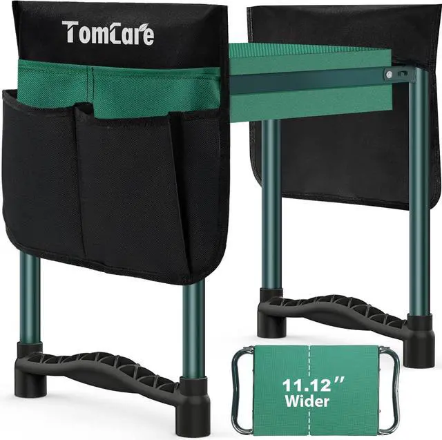 Main image of Garden Kneeler and Seat 11.14 Wider Larger Soft Kneeling Pad Garden Bench with 2 Large Tools Pouches Heavy Duty Foldable Garden Stool Gardening Gifts for Women Men Gardeners Seniors, Green