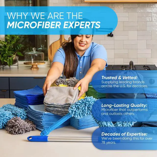 Alt view image 5 of 7 - 16" x 16" All Purpose Towels - 50 Pack - Reusable Wash Cloths, Dust, Kitchen, Car, Shop Rags for Cleaning (Blue)