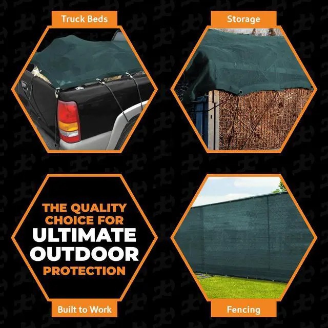 Alt view image 2 of 5 - Heavy Duty Green Mesh Tarp 8' x 10' 70% Sunblock Shade Cloth with Grommets for Garden, Fence, Privacy Screen, Canopies, Dump Trucks, Pool Cover Tear & Weather Resistant