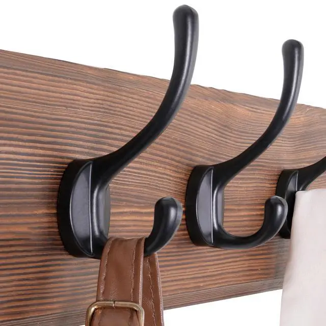 Alt view image 4 of 5 - Farmhouse Style Wall Mounted Coat Rack, 38.6'' Pine Solid Wood Coat Hook Hanger - 10 Hooks for Hanging Clothes Robes Towels Coats