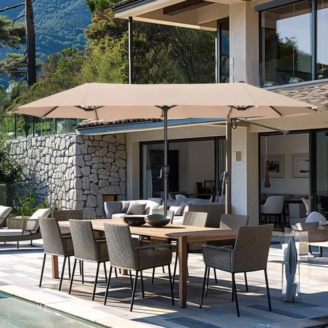 Alt view image 6 of 6 - 13 ft Outdoor Patio Umbrella, Large Rectangular Table Umbrellas