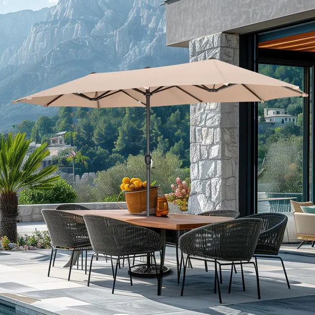 Main image of 13 ft Outdoor Patio Umbrella, Large Rectangular Table Umbrellas