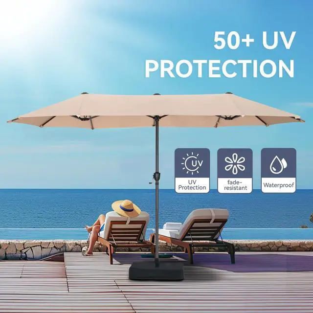 Alt view image 3 of 6 - 13 ft Outdoor Patio Umbrella, Large Rectangular Table Umbrellas