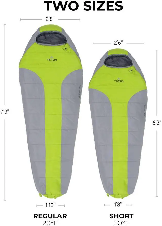 Alt view image 2 of 7 - Teton Tracker, 5 Degree Sleeping Bag; Lightweight, Warm Mummy Sleeping Bag, Camping, Backpacking, Hiking