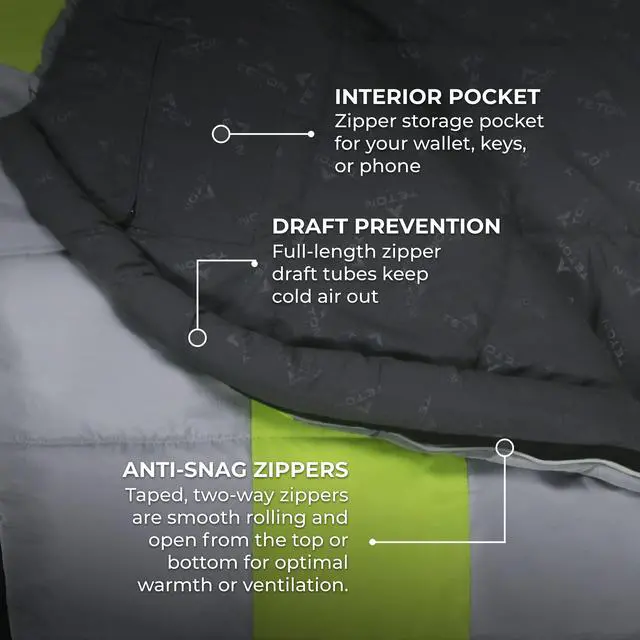 Alt view image 5 of 7 - Teton Tracker, 5 Degree Sleeping Bag; Lightweight, Warm Mummy Sleeping Bag, Camping, Backpacking, Hiking
