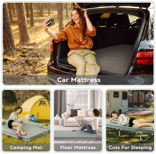 Alt view image 6 of 7 - Extra Thick 4in Memory Foam Camping Mattress Pad, Single Size