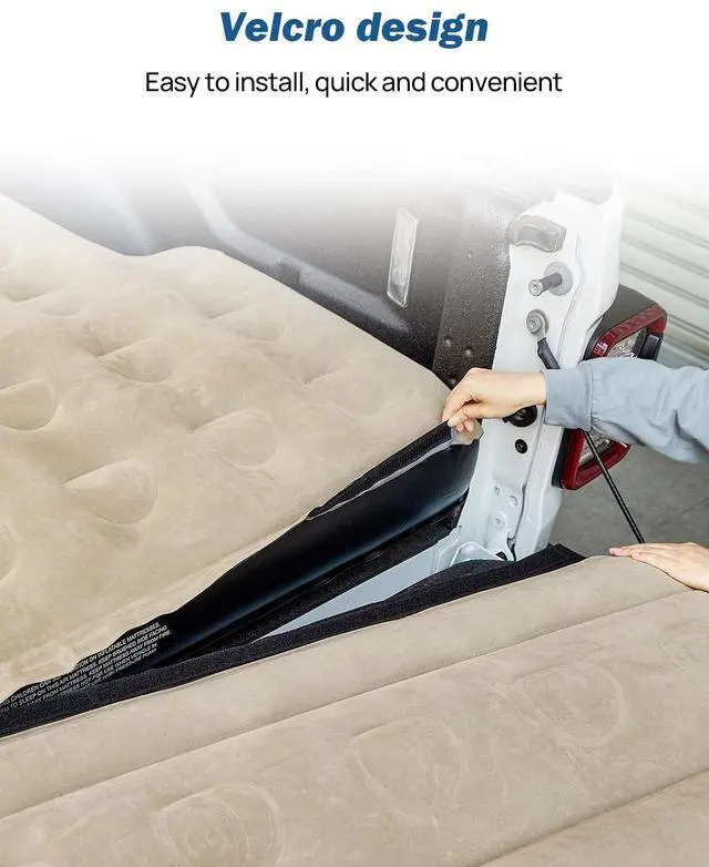 Alt view image 3 of 7 - 5-5.2Ft Truck Bed Air Mattress with Removable Tailgate Extension, Thickened Inflatable 5ft Compact Short Truck Beds, Compatible with Tacoma&Ranger&Gladiator&Colorado&Canyon,Camel&Black