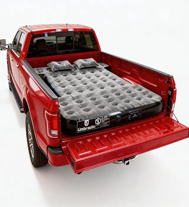 Main image of Built-in Pump Air Mattress for 5.5-5.8ft Short Truck Bed, Inflatable Full-Size Pickup Airbed for Ford F150, Chevy Silverado, GMC Sierra, Dodge Ram, Toyota Tundra, Nissan Titan Outdoor Camping