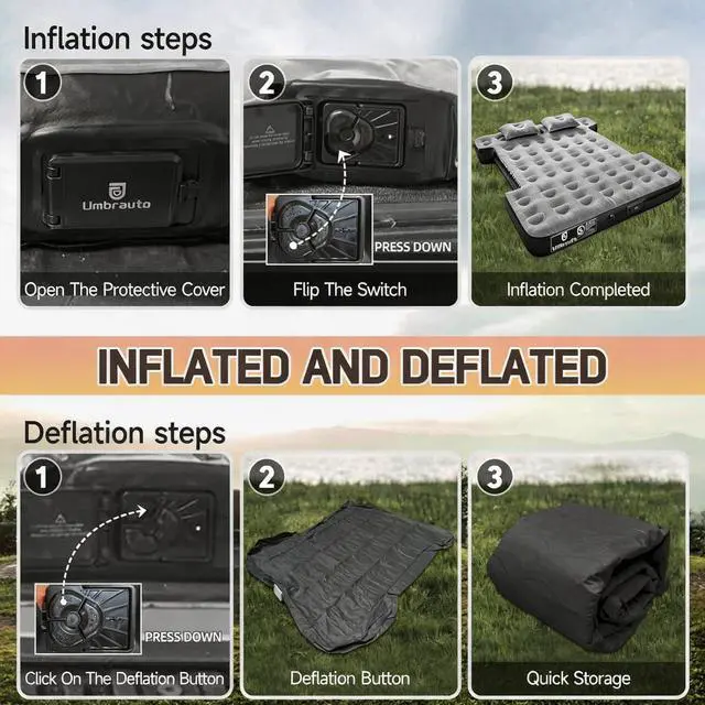 Alt view image 5 of 7 - Built-in Pump Air Mattress for 5.5-5.8ft Short Truck Bed, Inflatable Full-Size Pickup Airbed for Ford F150, Chevy Silverado, GMC Sierra, Dodge Ram, Toyota Tundra, Nissan Titan Outdoor Camping