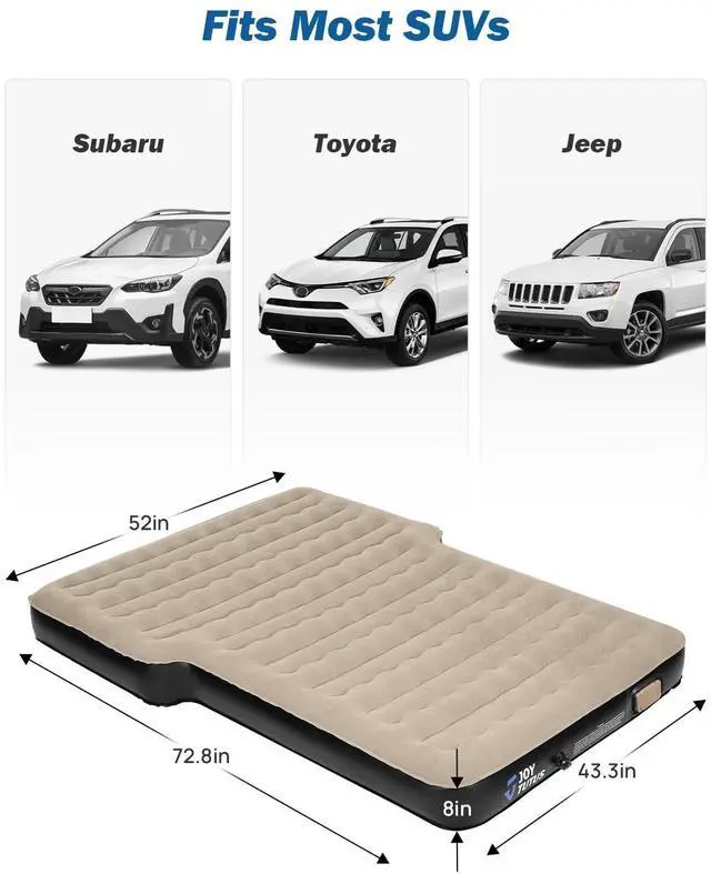 Alt view image 6 of 6 - SUV Inflatable Mattress for Outdoor Car Camping,Soft Flocking and Extra Thick Oxford Surface Air Mattress, SUV Air Mattress Camping Bed with Upgraded Built-in Air Pump, 2 Pillows(Camel&Black)