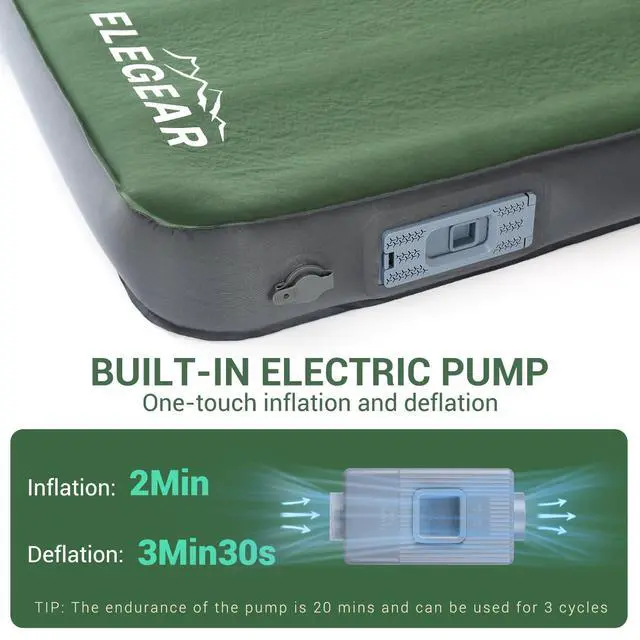 Alt view image 4 of 7 - Air & Foam Self Inflating Sleeping Pad with Electric Pump 4" Full