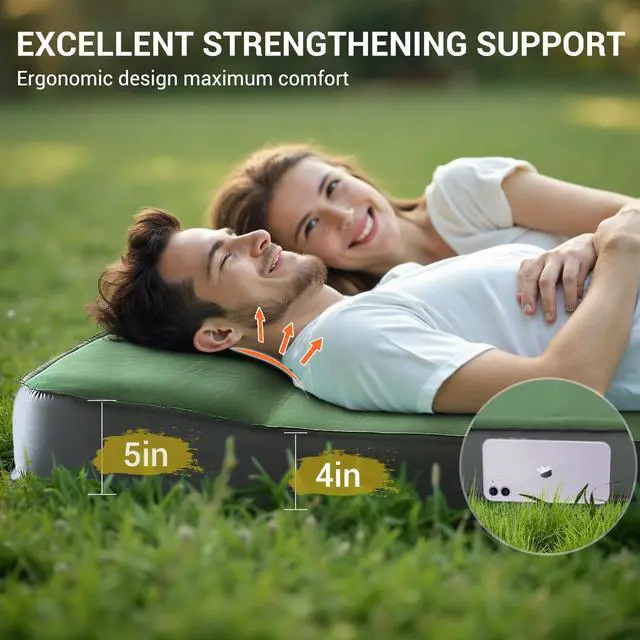 Alt view image 3 of 7 - Air & Foam Self Inflating Sleeping Pad with Electric Pump 4" Full
