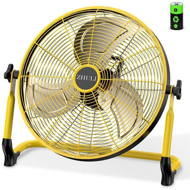 Main image of 18" Portable Battery Operated Floor Fan, Rechargeable Cordless Camping Fan, Hi-Velocity Brushless Motor, Metal blade, USB Phone Charge, 8~60H Runtime, Quiet, Wireless, For Outdoor Home Workshop