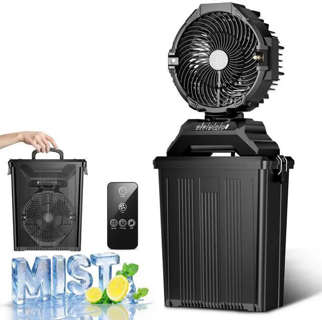 Main image of Portable Misting Fan for Outside, 70Hrs Camping Mister Fan,15L Cooling Fan with Remote, Ice Fan with 4 Spray Speeds,4 Misting Modes,3 Light Modes for Garden/Camping/Party/Fishing