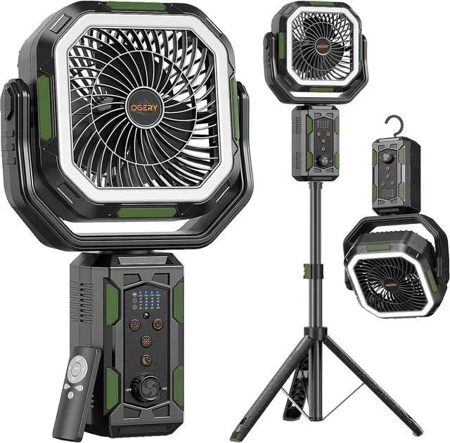 Main image of F21 Camping Fan with Stand, 20000mAh Rechargeable Battery Powered Standing Fan, LED Lanterns for Power Outages, Strong Wind, Fast Charging for Tent, Travel, Bedroom, Camping Essentials