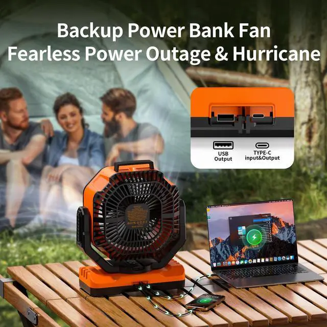 Alt view image 5 of 7 - Socool 40000mAh Camping Fan Rechargeable, Battery Operated Portable Outdoor Fan Remote, 136Hrs & 4-Speed Cordless Oscillating, Table Fan with Light & Timer for Tent RV Jobsite Hurricane Power Outage