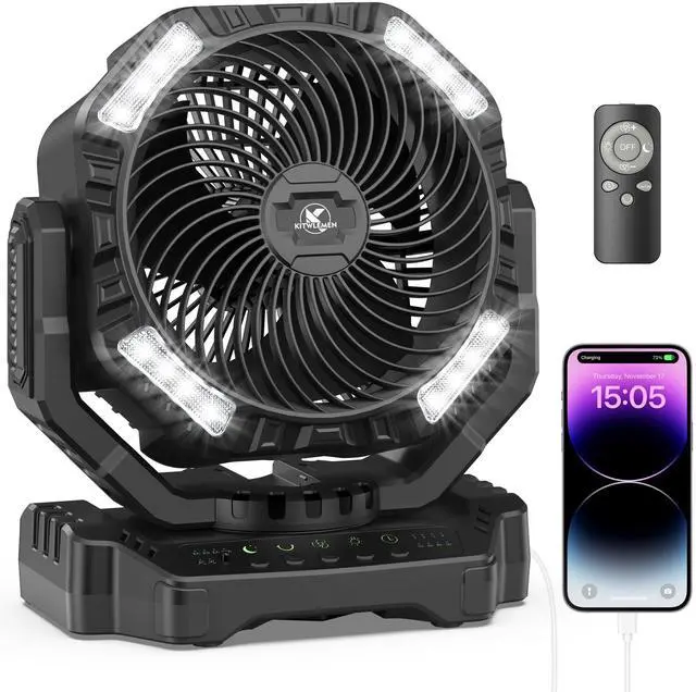 Main image of 40000mAh Battery Powered Fan, Rechargeable Oscillating Floor Fan with Remote, 136H Cooling Max Camping Essentials for RV, Fathers Day Gift for Men Dad Blue Collar Workers, Co-Branded with AMACOOL