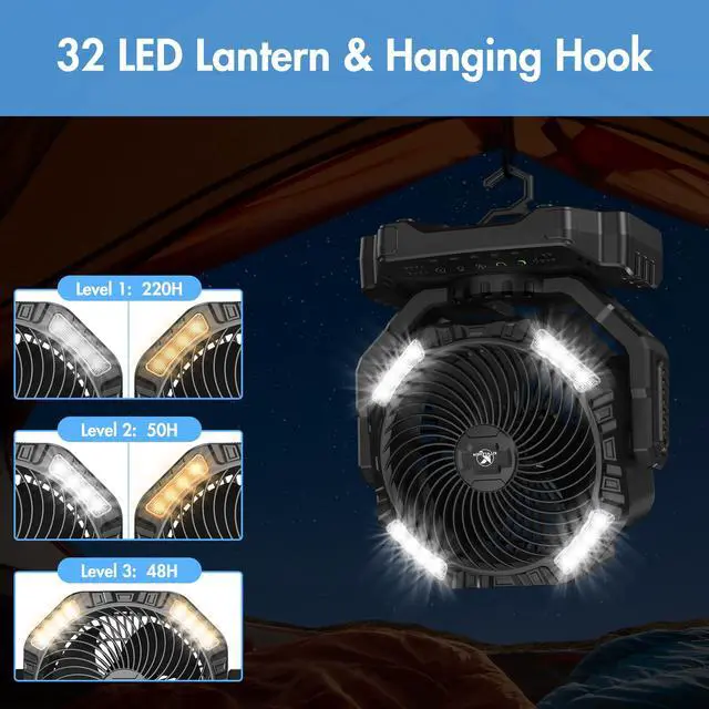 Alt view image 4 of 7 - 40000mAh Battery Powered Fan, Rechargeable Oscillating Floor Fan with Remote, 136H Cooling Max Camping Essentials for RV, Fathers Day Gift for Men Dad Blue Collar Workers, Co-Branded with AMACOOL