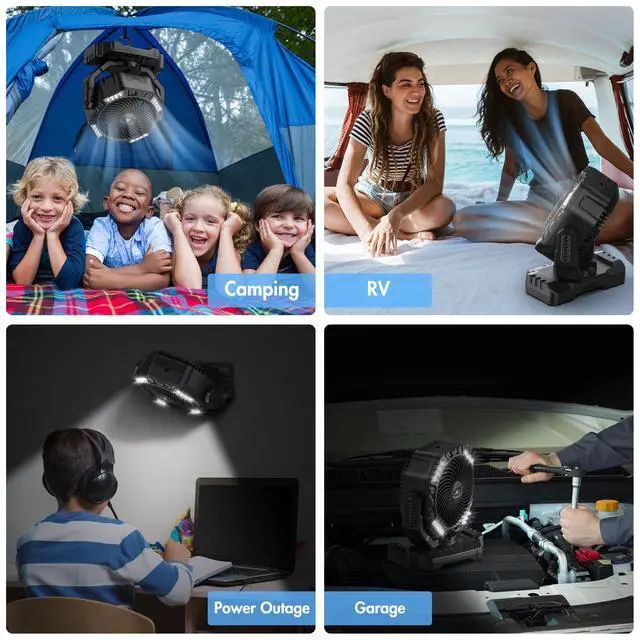 Alt view image 7 of 7 - 40000mAh Battery Powered Fan, Rechargeable Oscillating Floor Fan with Remote, 136H Cooling Max Camping Essentials for RV, Fathers Day Gift for Men Dad Blue Collar Workers, Co-Branded with AMACOOL