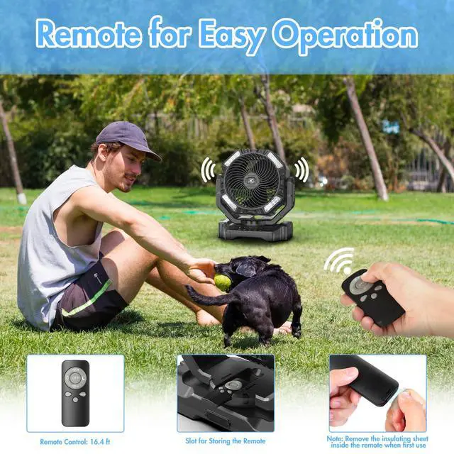 Alt view image 6 of 7 - 40000mAh Battery Powered Fan, Rechargeable Oscillating Floor Fan with Remote, 136H Cooling Max Camping Essentials for RV, Fathers Day Gift for Men Dad Blue Collar Workers, Co-Branded with AMACOOL