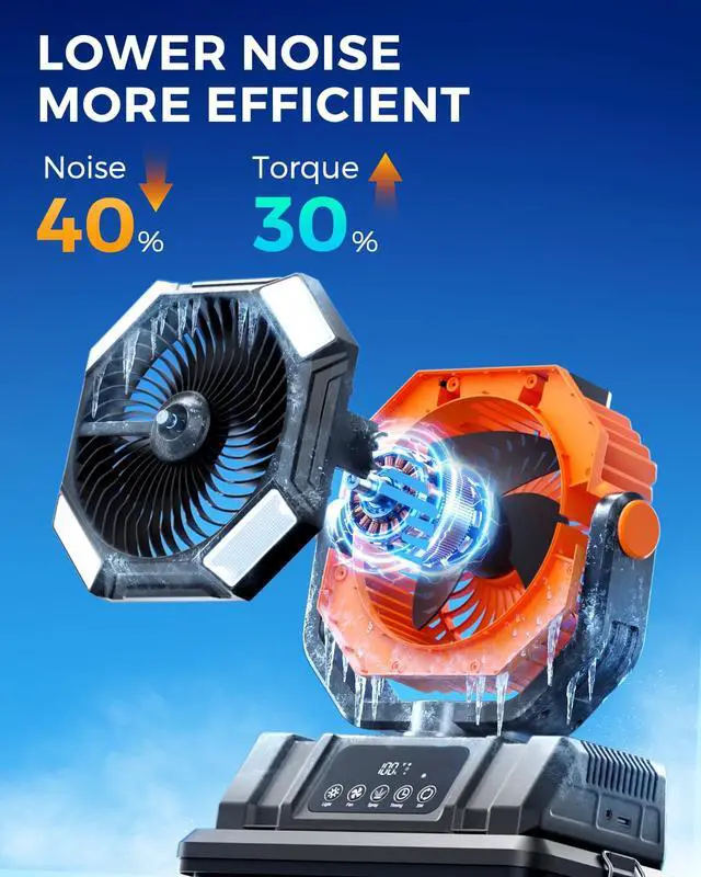 Alt view image 6 of 7 - 40000mAh Misting Fans for Outside, 15L Large Tank Portable Misting Fan, Battery Powered Outdoor Mister Fan with Remote & LED Light, Wide 270° Coverage for Camping Patio Backyard