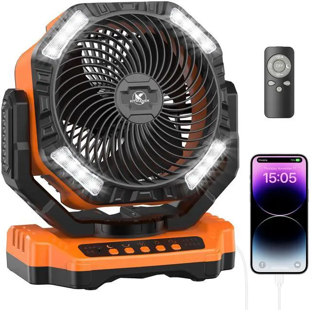 Main image of 40000mAh Battery Powered Fan, Rechargeable Oscillating Floor Fan with Remote, 136H Cooling Camping Essentials for RV Garage, Fathers Day Gift for Men Dad Blue Collar Worker, Co-Branded with AMACOOL