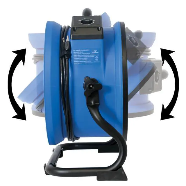 Alt view image 2 of 7 - FC-300 Heavy Duty Industrial High Velocity Whole Room Air Mover Air Circulator Utility Shop Floor Fan, Variable Speed, Timer, 14 inch, 2100 CFM, Black, Blue